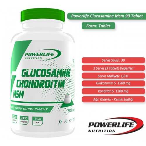 Powerlife Glucosamine Chondroitin MSM 90 tab Eklem Kıkırdak Sağlığı